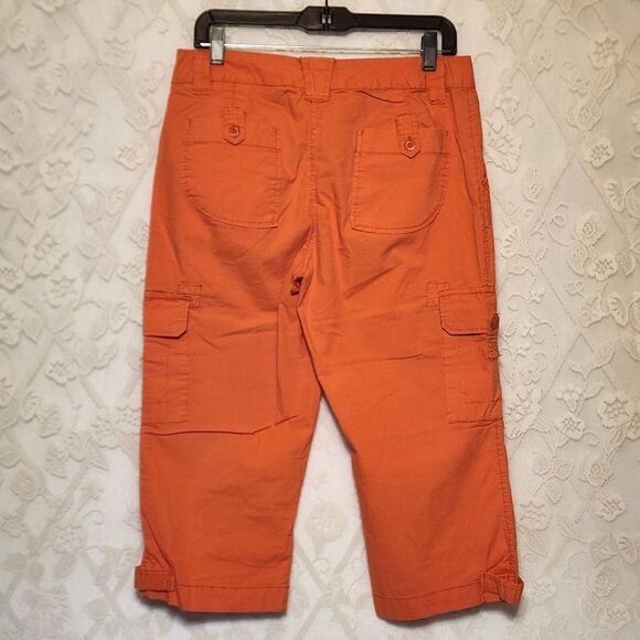 Caribbean Joe Cargo Capri Neony Orange Women Size 10 Summer - Picture 5 of 6